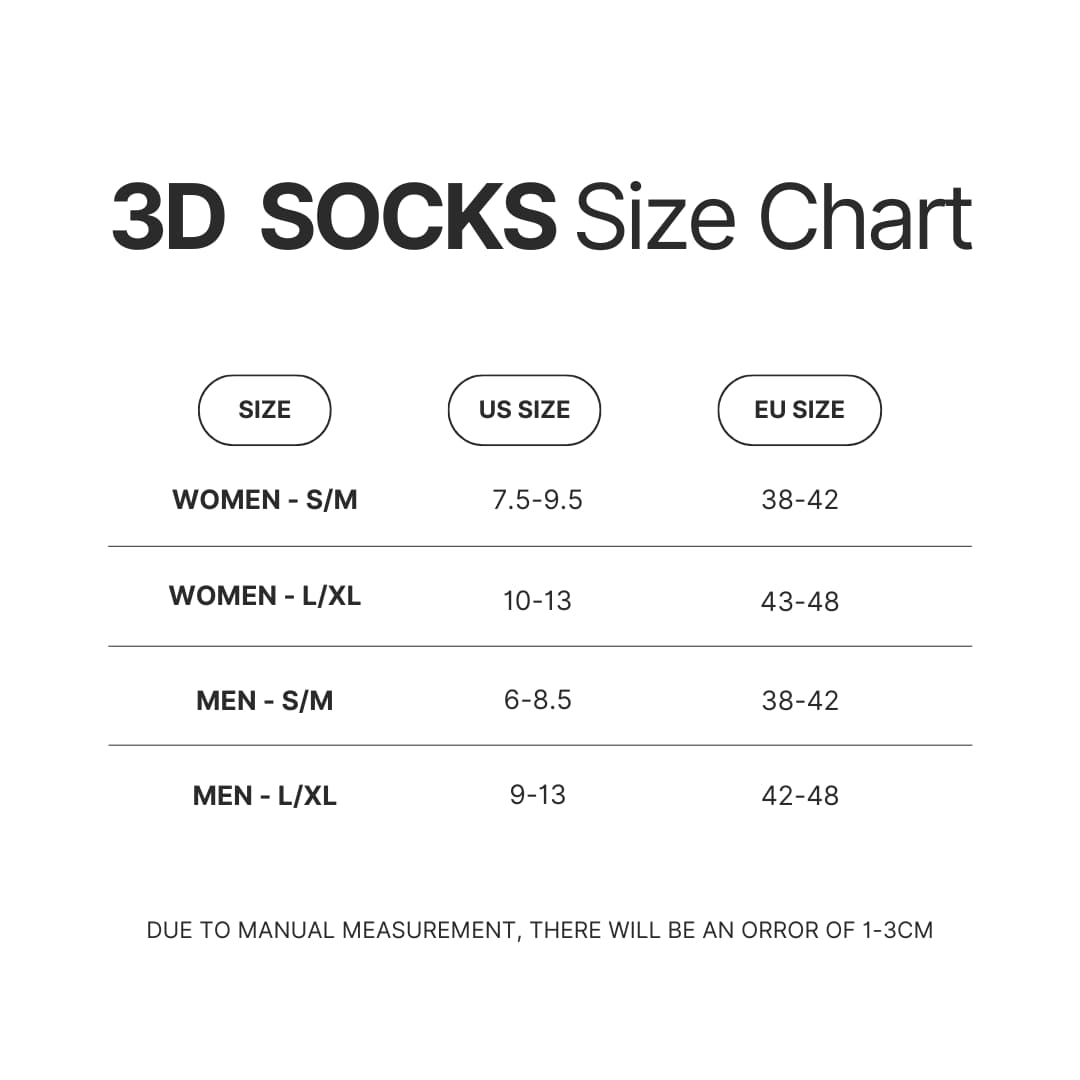 3D Socks Size Chart - Evangelion Store