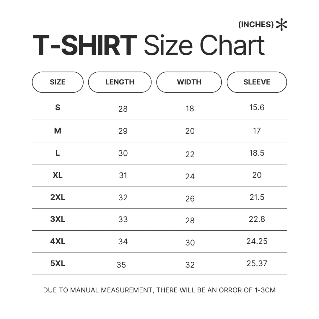 3D T shirt Size Chart - Evangelion Store