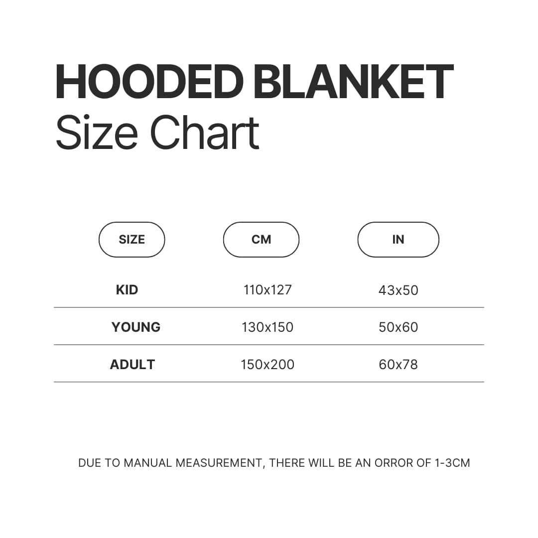 Hooded Blanket Size Chart - Evangelion Store