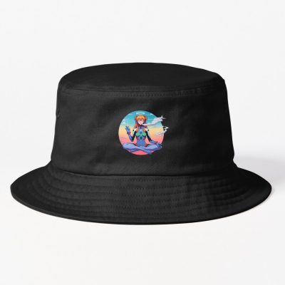 Asuka Evangelion Meditating And Smoking Joint Bucket Hat Official Cow Anime Merch