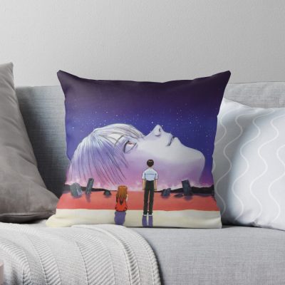 The End Of Evangelion (Hd - No Text & Logos) Throw Pillow Official Cow Anime Merch