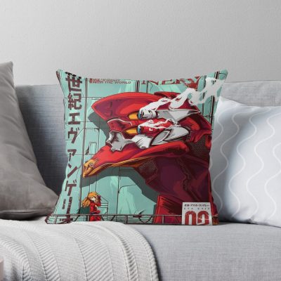 Neon Genesis Evangelion - Unit 02 (Remastered) Throw Pillow Official Cow Anime Merch