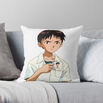 Shinji With Shinji Mug Throw Pillow Official Cow Anime Merch